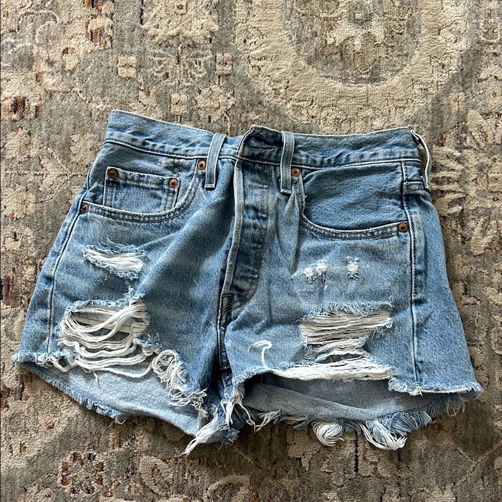 Levi's Light Blue Distressed Jean Shorts